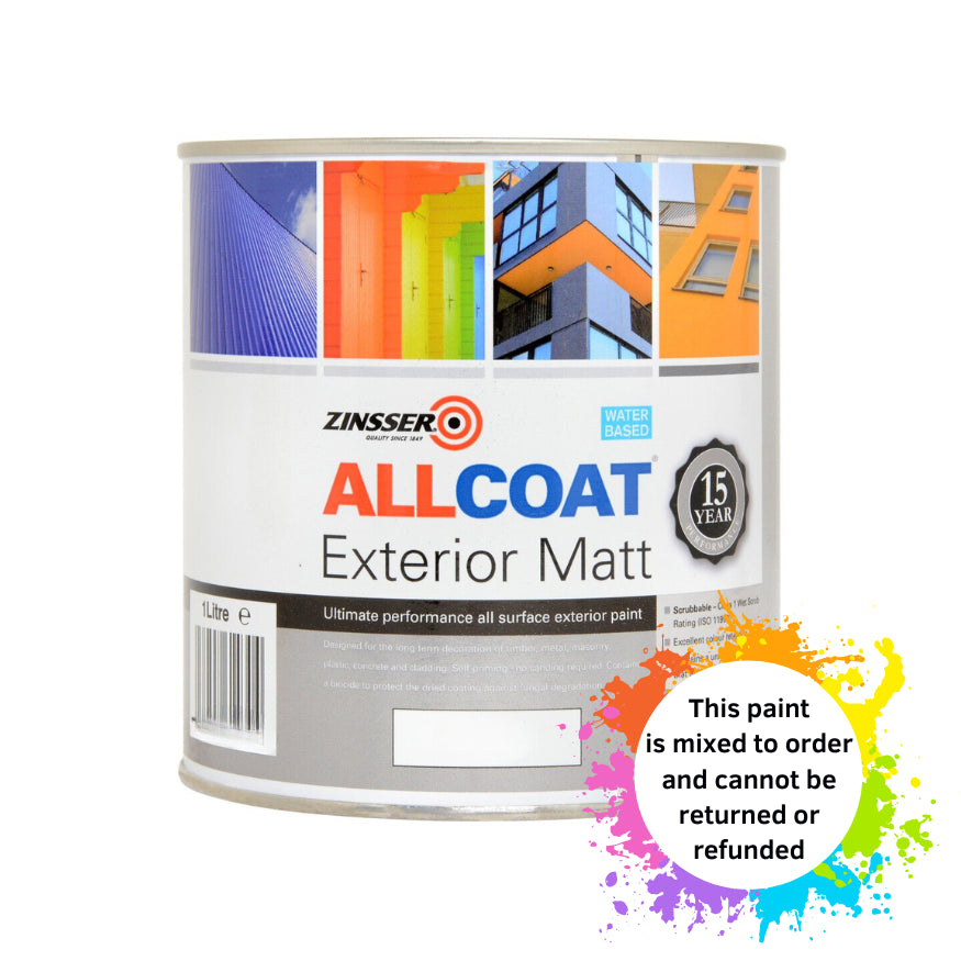 ZINSSER ALLCOAT EXTERIOR MATT WATER BASED MIXED COLOUR 1L — Paint Stop ...